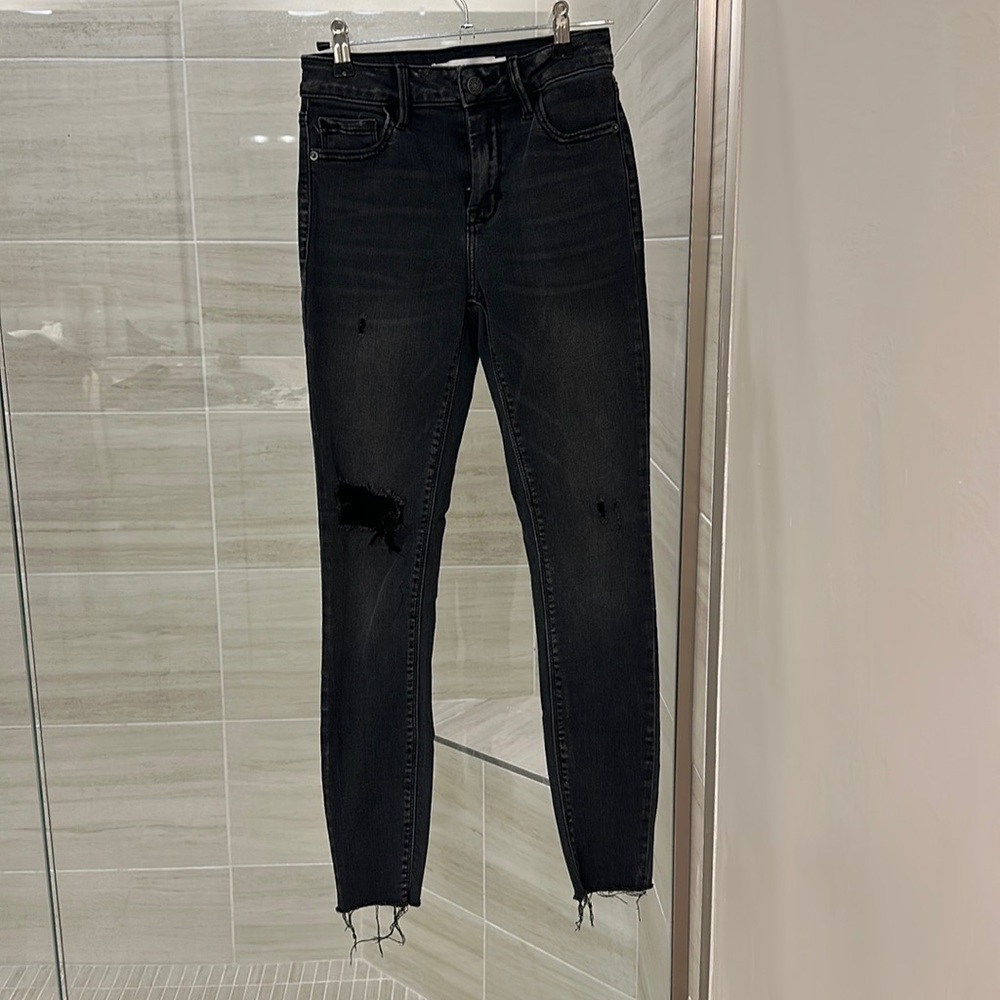 Black Ripped Skinny Jeans - Size 25